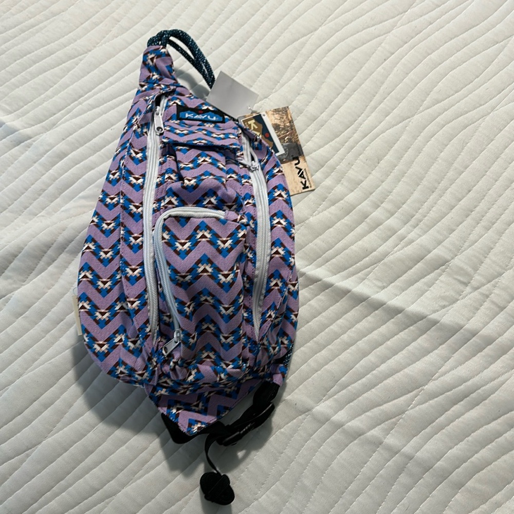 NWT KAVU MINI ROPE BAG Jewel Chevron 9150-1097 lavender, bright blue